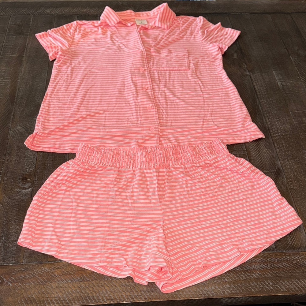 Soma Coral Striped Women's Pajama Set